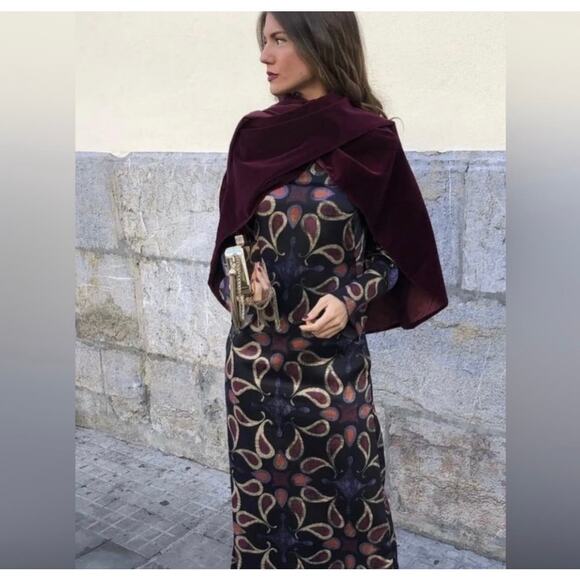 ZARA BLOGGER FAVORITE PRINTED MIDI DRESS MULTICOLORED - Picture 3 of 14